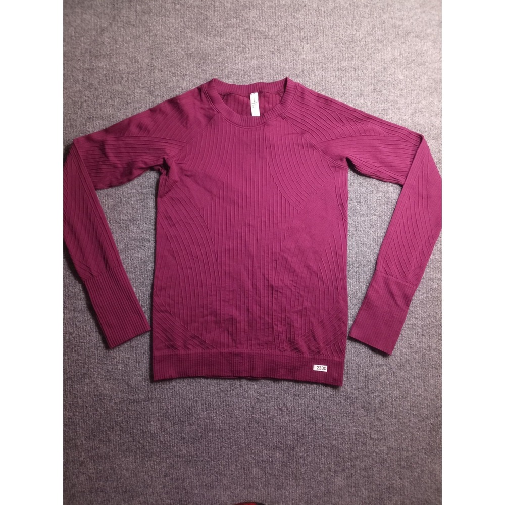 Lululemon Women's Size 6 Ribbed Long Sleeve Crewneck Top Purple Seamless
